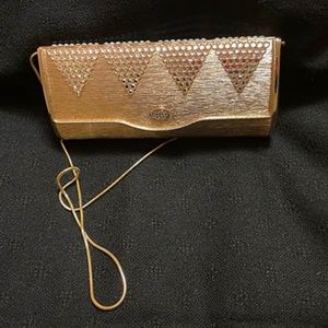 Gold and Rhinestone Hard Shell Handbag
